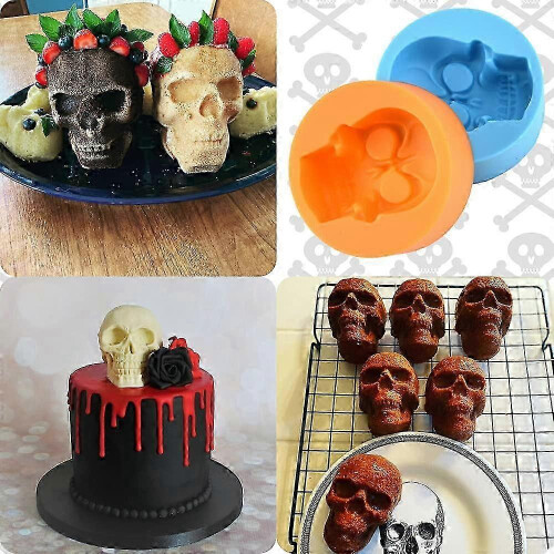 4-Pack Skull Silicone Mold Set - compatible with Chocolate Candy Ice Soap Halloween Baking 2