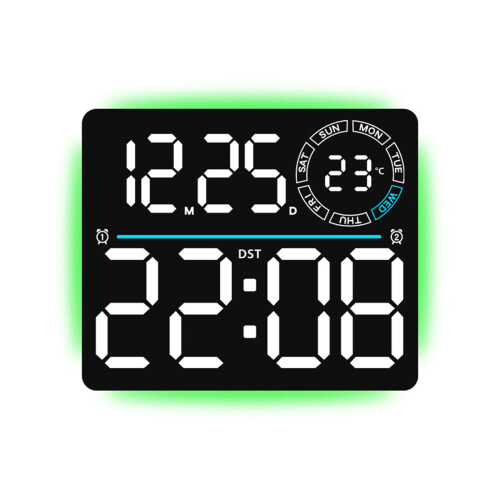 Horloge murale numérique, télécommande,-Coque noire blanche