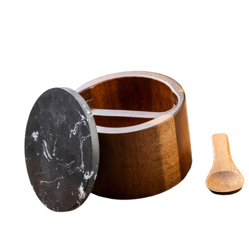 Support à condiments en bois noir et-Doubles grilles noires