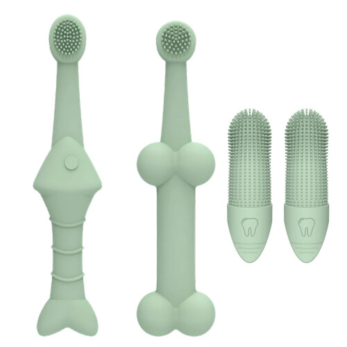 Brosse à dents à doigts pour chats, pour entraînement,-Vert