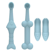 4 STKS Huisdier Vinger Tandenborstel Reiniging Massager-Blauw