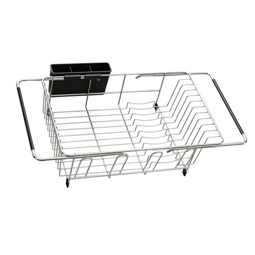 Thickened Carbon Steel Dish Rack With Segmented Sections-Silver
