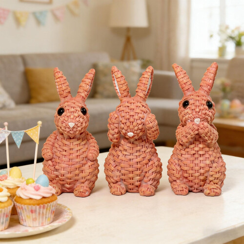 3 Wise Monkeys Themed Rabbit Sculpture constructed-JS 1