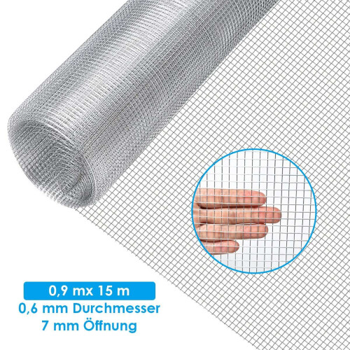 Železná síť 0,9 x 15 m, otvory 7 mm, nerezový plot 1