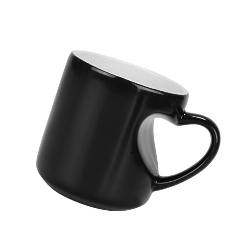 Romantics Heart Handle Mug Perfect For Gift Heat-gloss black