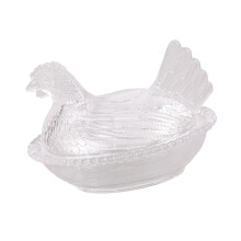 Crystal Glass Hen on Nest Candy Dish with Lid-Transparent model