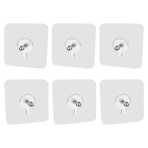 Adhesive Screw Hooks Wall Mount Clear Sticky Hook No Drilling-6