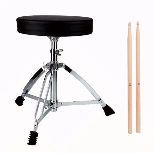 Black Padded Adjustable Drum Throne Seat with Maple Wood Drumsticks 1