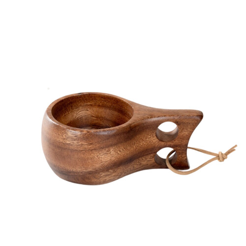 Unique Two Hole Design Wooden Cup For Coffee Tea-WalnutTwohole