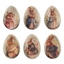 Elegante pastelkleurige konijn paasornament eieren-6-delige set