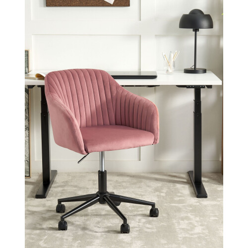 Beliani Desk Chair VENICE Velvet Pink 1