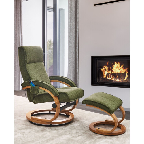 Beliani Massage Chair HERO with Footstool Fabric Green 1
