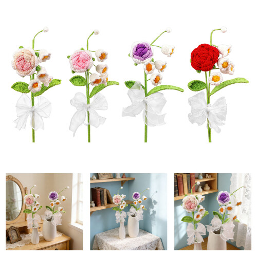 Utilisation de longue durée de bouquet de lys roses tricotée-C 2