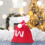 Christmas Knit Drawstring Gift Bag Red White Santa Sack 2
