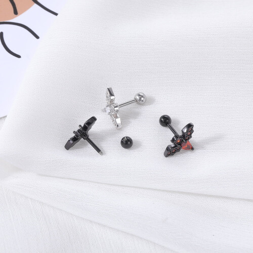 Bat Stud Earring Punk Style 16G 1 Pair 2