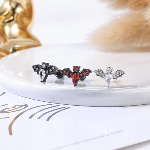 Bat Stud Earring Punk Style 16G 1 Pair 2