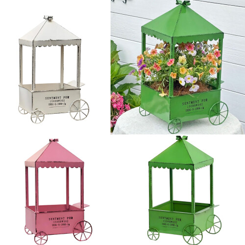 Beautiful Mobile Planter Strong Wheelbarrow Flower Box-White 2