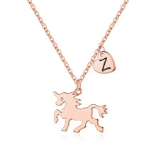 Eenhoornketting met hartvormige hanger met initialen – 14K roségoud