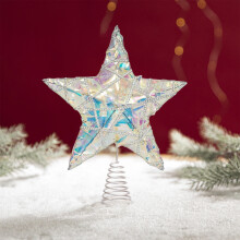 Lighted 5-Point Star Tree Topper, Iron Frame, Multicolour