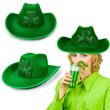 Pălărie de cowboy cu spiriduș verde, 39x29x13cm