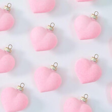 Velvet Christmas Ornaments Pink Heart Shape 12 Pack