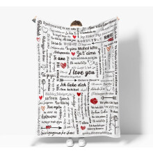 Coperta in flanella con la scritta "Ti amo", 40x50 pollici, bianca.