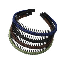 Tandenkam-hoofdband voor dames, 4 stuks, donkerbruin, zwart, legergroen