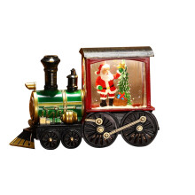 Lanterne boule à neige en forme de train de Noël avec lumière LED