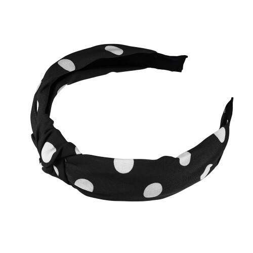 Fascia per capelli annodata a pois da donna, nera, confezione da 1