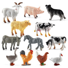 12-delers minifigurer av gårdsdyr – realistiske PVC-leker