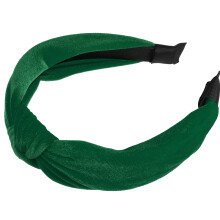 Fascia per capelli da donna in velluto annodata, verde scuro, larga 3 cm.