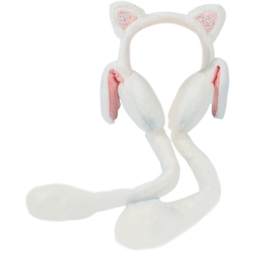 Bunny Ear Earmuffs White Plush One Size 2