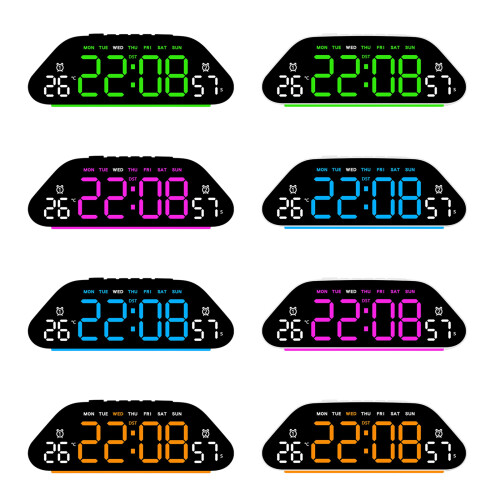 Digitale wekker LED digitale klok-Zwarte schelp groen 1