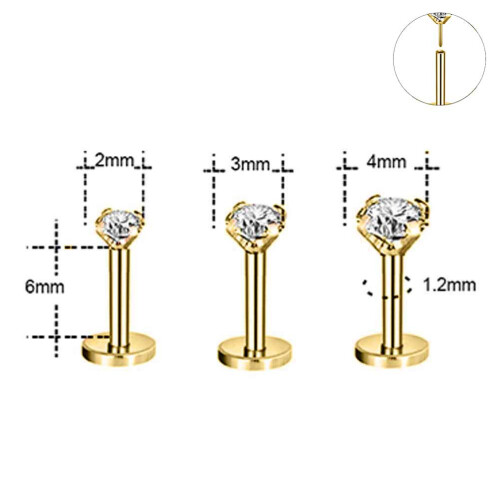 12 τεμάχια δαχτυλίδια Labret 16G με ώθηση και κυβικό ζιρκόνιο 1