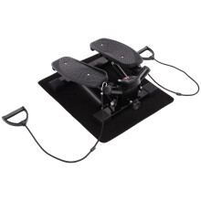 Portable Mini Stepper w/Resistance Bands&Mat,Black