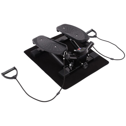 Portable Mini Stepper w/Resistance Bands&Mat,Black
