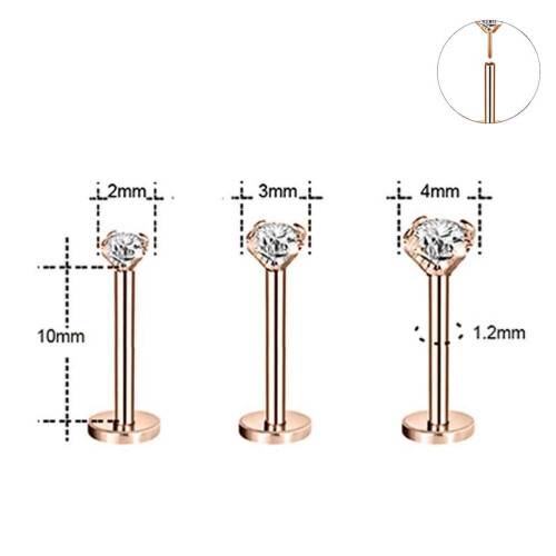 12 τεμάχια καρφιά Labret Push-In 16G με κυβικό ζιρκόνιο 1