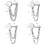 Stainless Steel Stud Earrings with Chain 4 Pcs 2