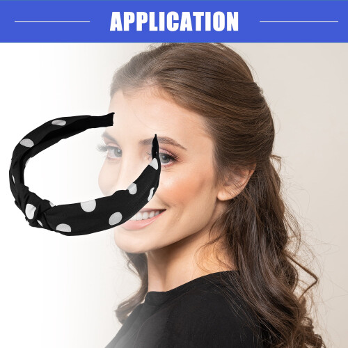 Fascia per capelli annodata a pois da donna, nera, confezione da 1 1