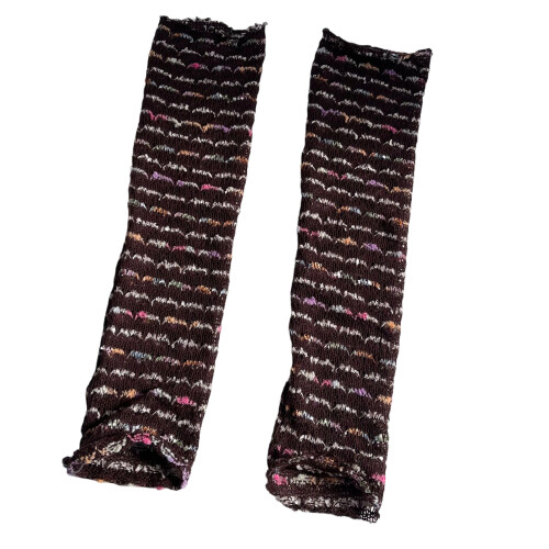 Soft Acrylic Knitted Gloves Half Finger Ribbed Cold-Coffee