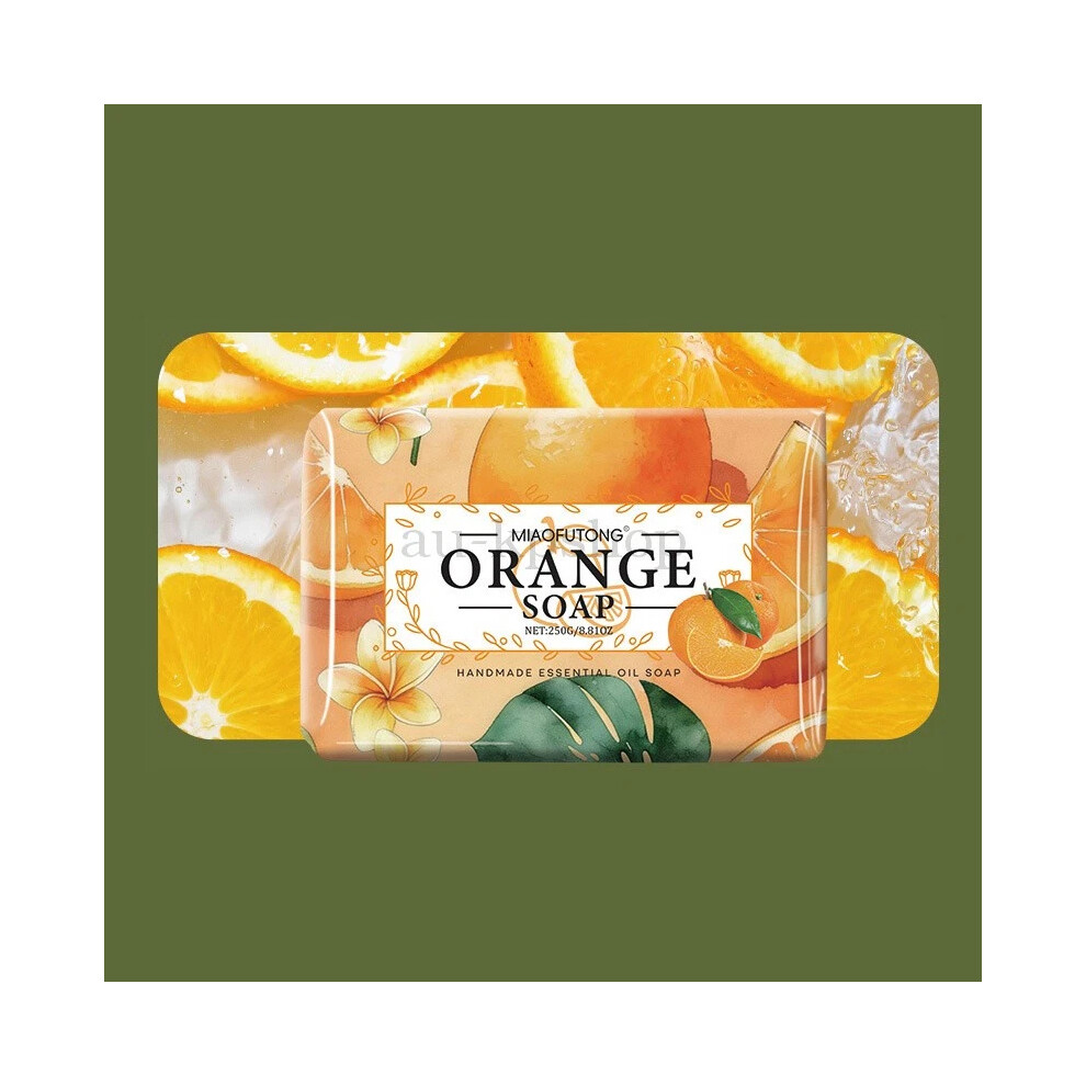 (Orange) 250g Fruit Essential Oil Soap Gentle Skin-Friendly Moisturizing Bath Body Bar