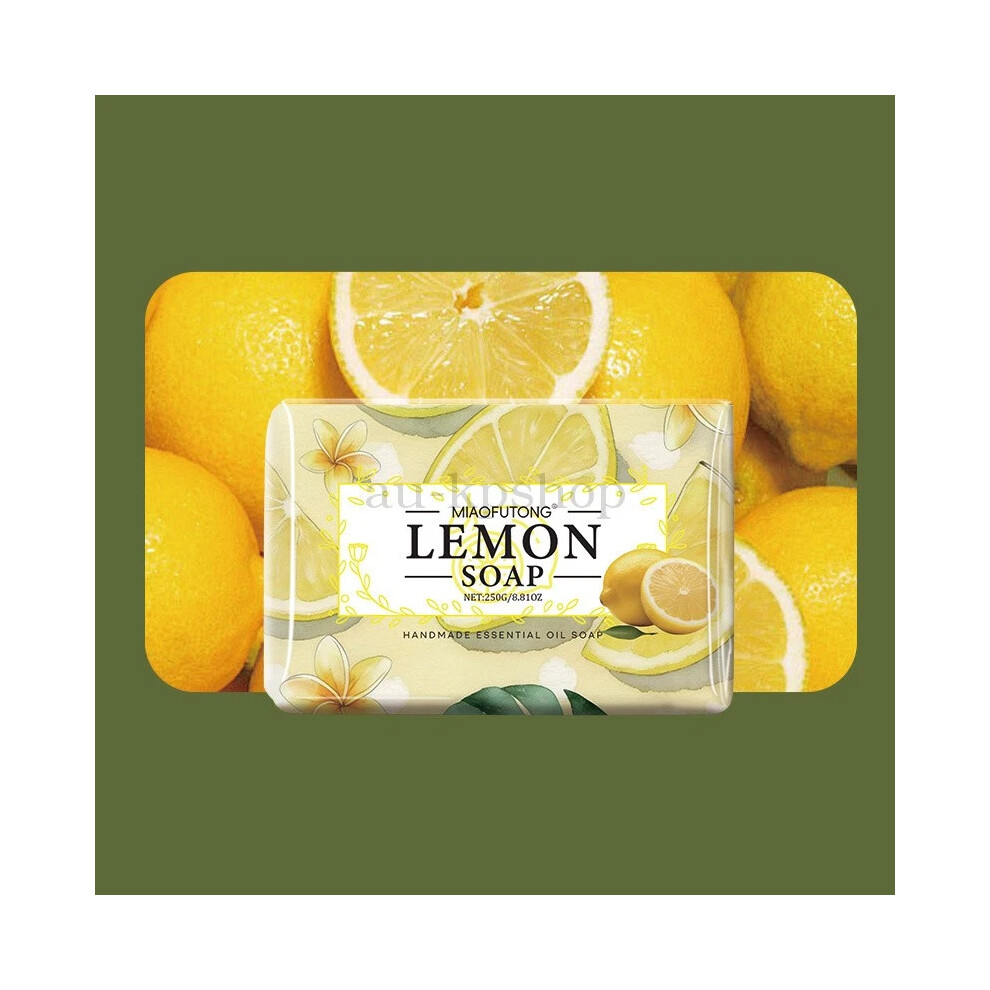 (Lemon) 250g Fruit Essential Oil Soap Gentle Skin-Friendly Moisturizing Bath Body Bar