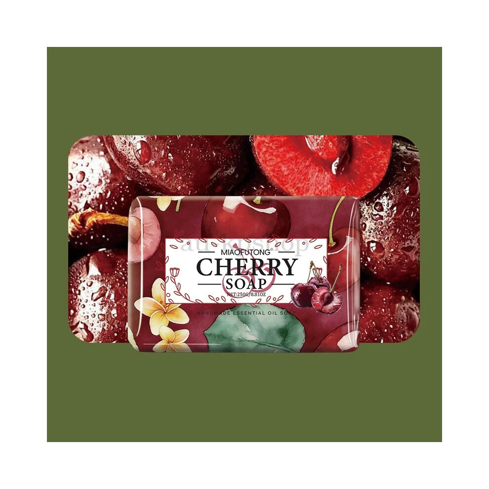 (Cherry) 250g Fruit Essential Oil Soap Gentle Skin-Friendly Moisturizing Bath Body Bar