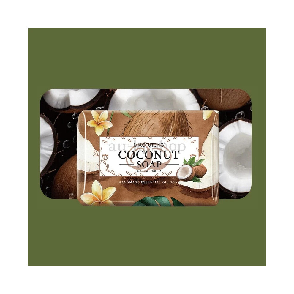 (Coconut) 250g Fruit Essential Oil Soap Gentle Skin-Friendly Moisturizing Bath Body Bar