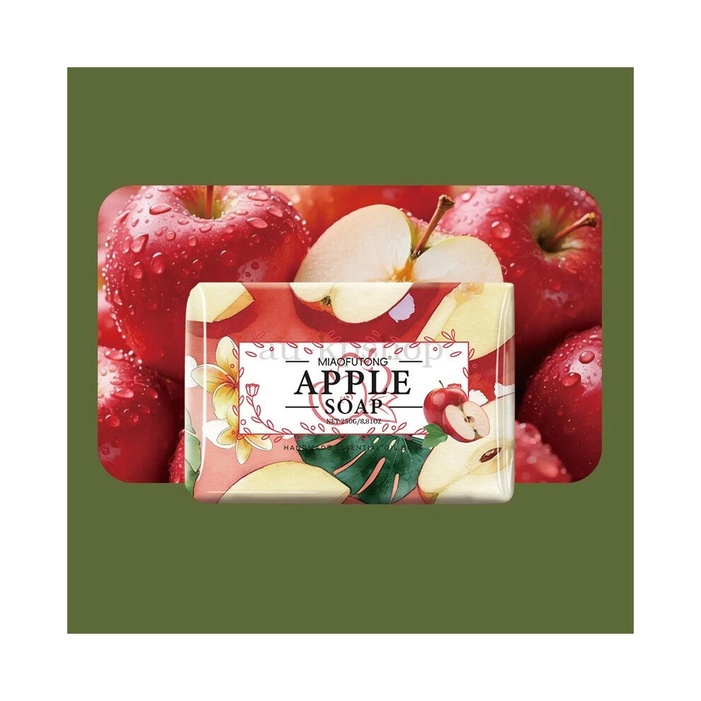 (Apple) 250g Fruit Essential Oil Soap Gentle Skin-Friendly Moisturizing Bath Body Bar