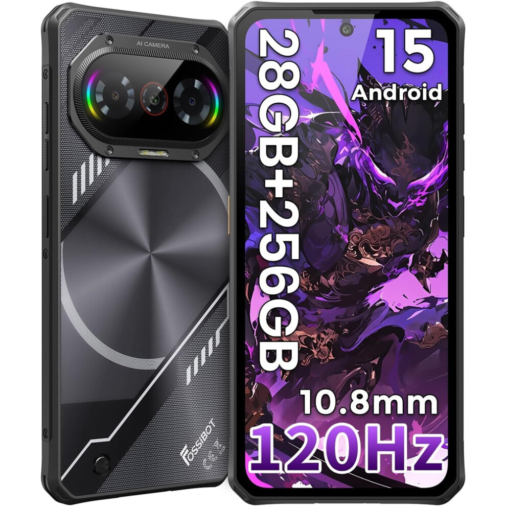 (, 256Gb) Fossibot F114 28Gb 256Gb Rugged Phone-120Hz 6.67" Cell Phone Unlocked, Android 15 Smartphone, 5000Mah Dual,28Gb 256Gb, Black 4027021856955