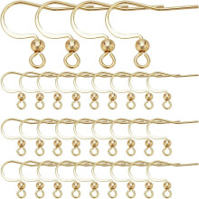 Ganchos para pendientes con forma de anzuelo chapados en oro de 18 quilates, 200 unidades