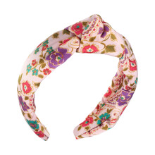 Bloemenhoofdband met knoop voor dames, roze, 5,2" x 2,36"