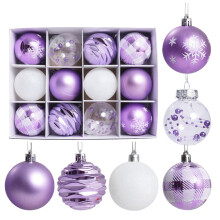 Purple Plastic Christmas Tree Ornaments 12 Pcs