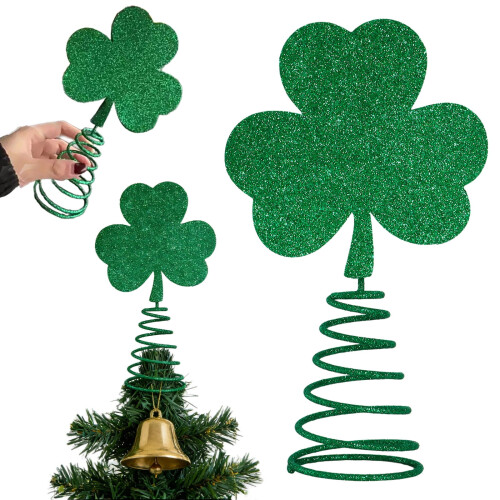 Shamrock Tree Topper Glitter Green 1 piece